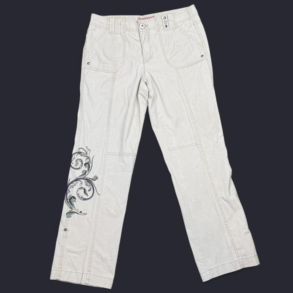 Y2K embroidered khaki pants  Size 6